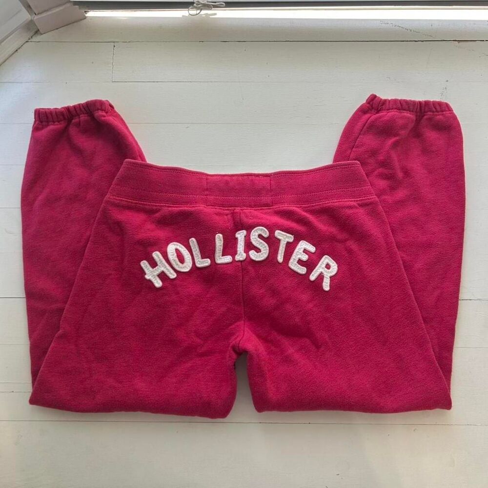 Y2K Hollister Pink Crop Low Rise Sweatpants Joggers Spell out Size XS